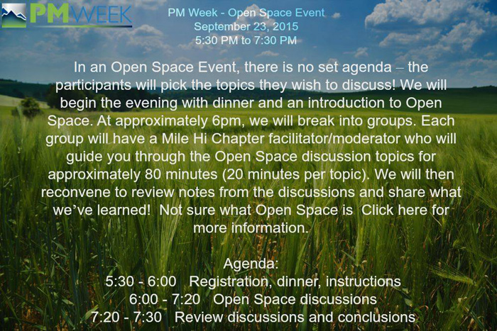 PMI Mile High PM Week 2015 - Open Space Event