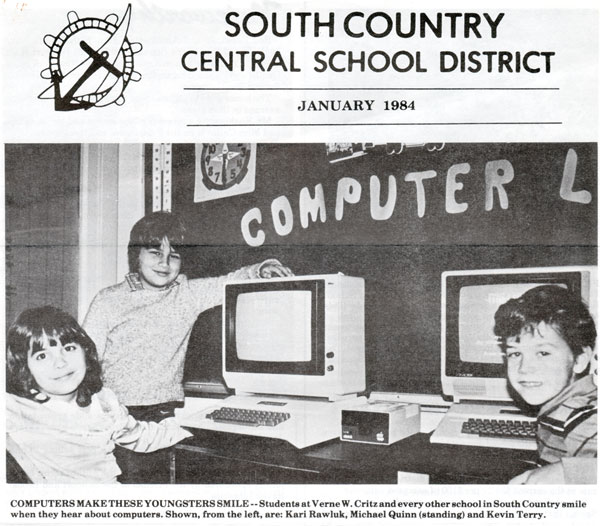 Kari Rawluk (Kari S. Sanders, Kari Sanders) at the Verne Critz Elementary School's Computer Lab in East Patchogue, New York, 1983